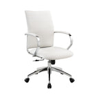 White and Silver Adjustable Height Swivel Rolling Office Chair
