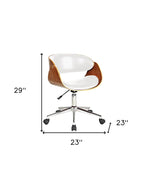 Brown White and Silver Adjustable Height Swivel Rolling Office Chair