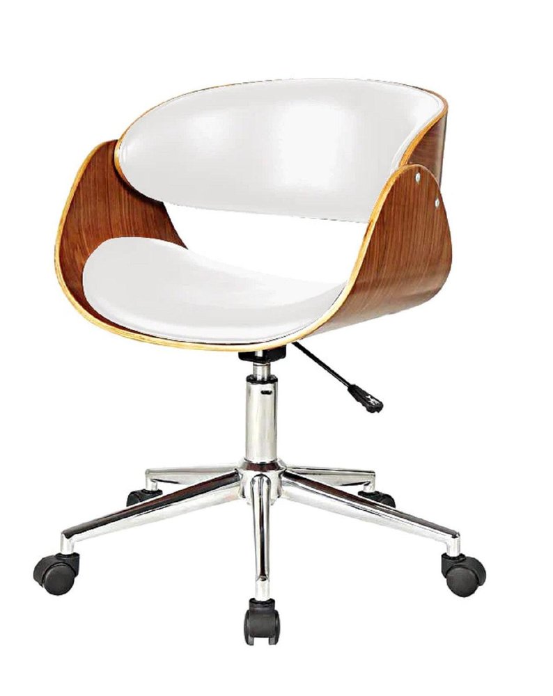 Brown White and Silver Adjustable Height Swivel Rolling Office Chair