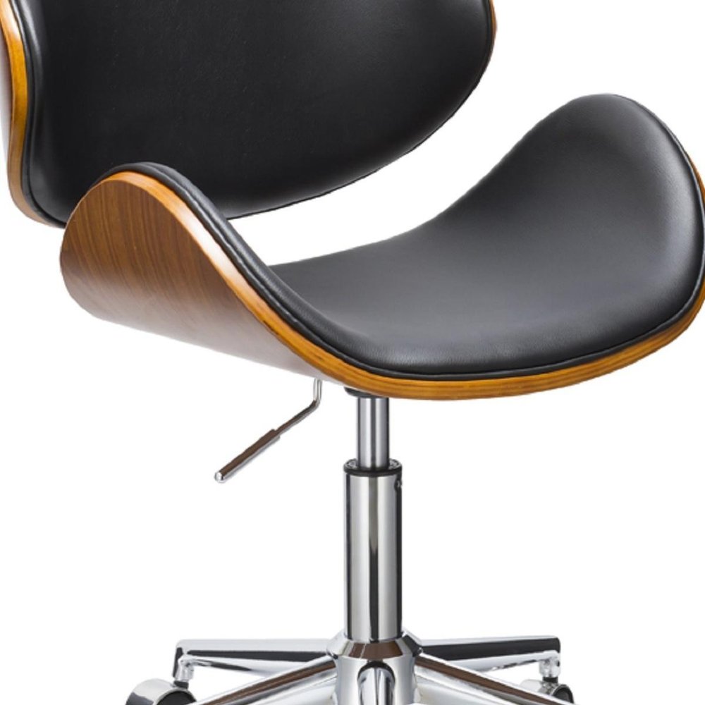 Brown Black and Silver Adjustable Height Swivel Rolling Office Chair