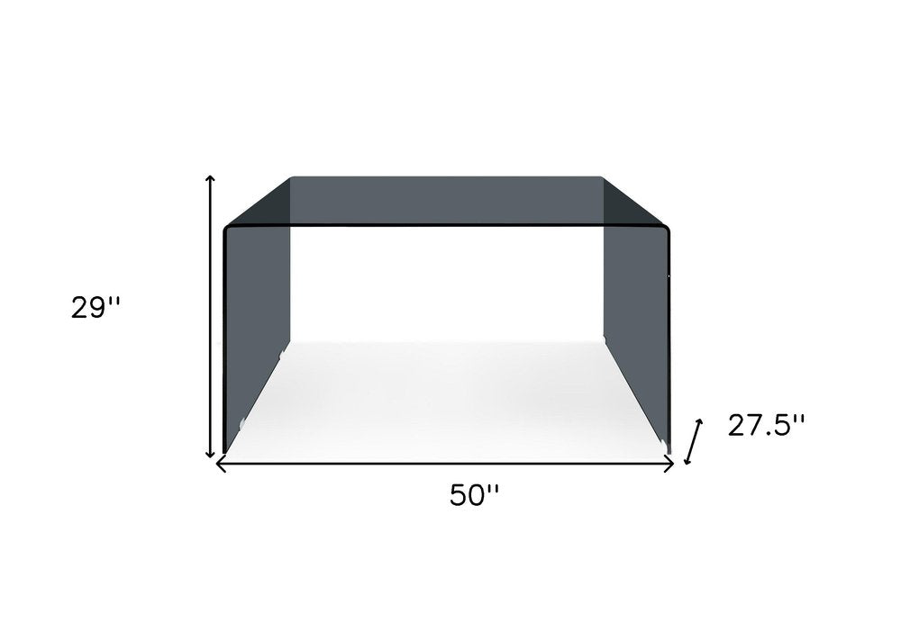 50" Gray Glass Writing Desk