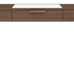 47" White and Brown Marble and Wood Computer Desk
