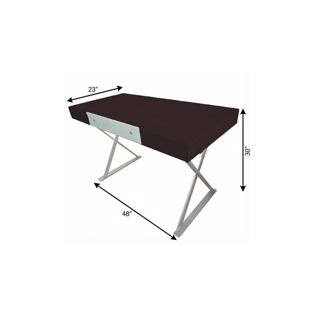 48" Espresso and Silver Wood and Metal Computer Desk