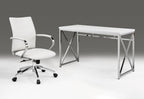 47" White and Silver Wood and Metal Computer Desk