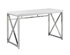 47" White and Silver Wood and Metal Computer Desk