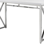 47" White and Silver Wood and Metal Computer Desk