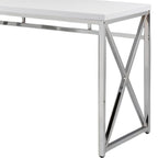 47" White and Silver Wood and Metal Computer Desk