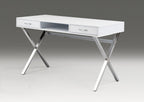 47" White and Gold Wood and Metal Computer Desk With Two Drawers