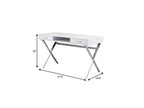 47" White and Gold Wood and Metal Computer Desk With Two Drawers