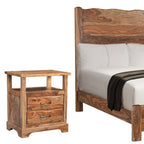 Three Piece Brown Solid Wood Bedroom Set