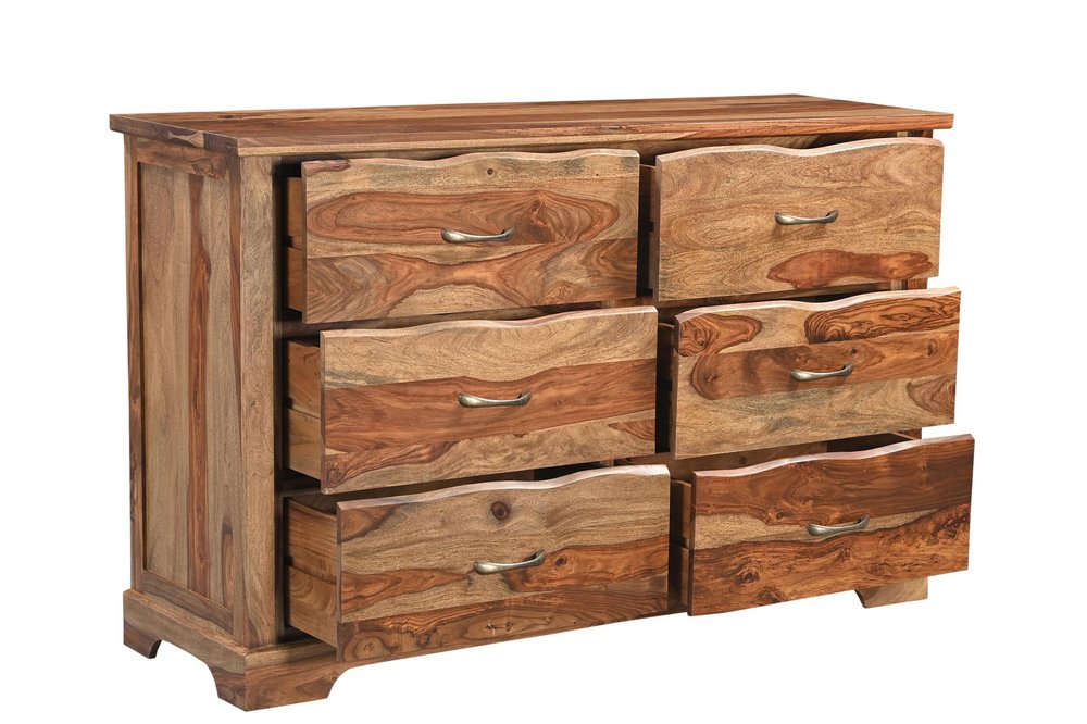 Three Piece Brown Solid Wood Bedroom Set