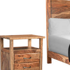 Three Piece Brown Solid Wood Bedroom Set