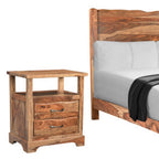 Three Piece Brown Solid Wood Bedroom Set