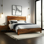 Three Piece Brown Solid Wood Bedroom Set