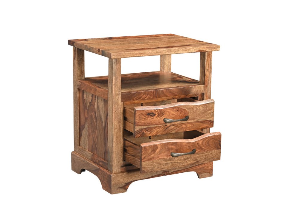 Three Piece Brown Solid Wood Bedroom Set