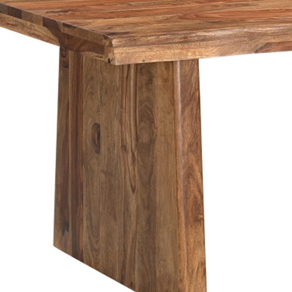 Seven Piece Brown Solid Wood Dining Set with Six Chairs