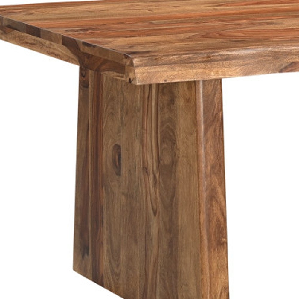 Nine Piece Brown Solid Wood Dining Set with Eight Chairs