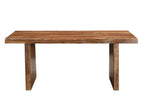 Nine Piece Brown Solid Wood Dining Set with Eight Chairs