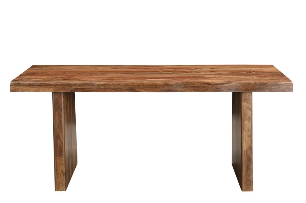 Nine Piece Brown Solid Wood Dining Set with Eight Chairs