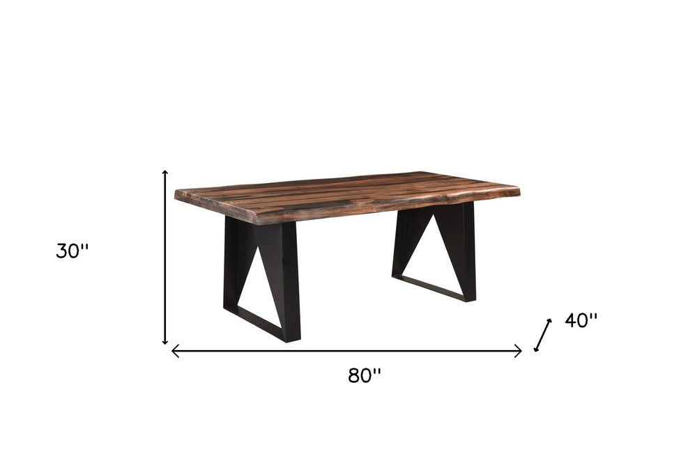 Six Piece Brown and Black Solid Wood Dining Set with Four Chairs and One Bench