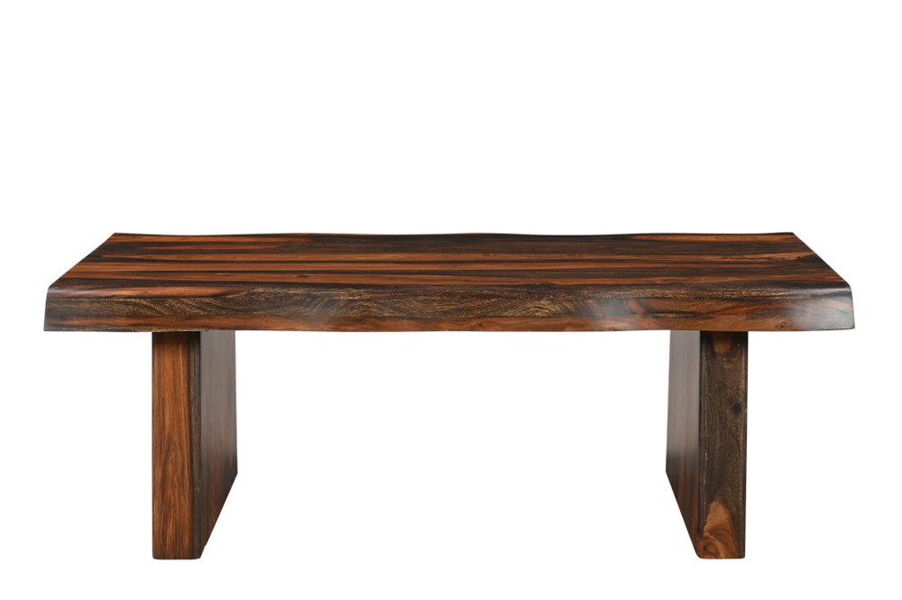 Set of Two Dark Brown Solid Wood Sled Furniture Set