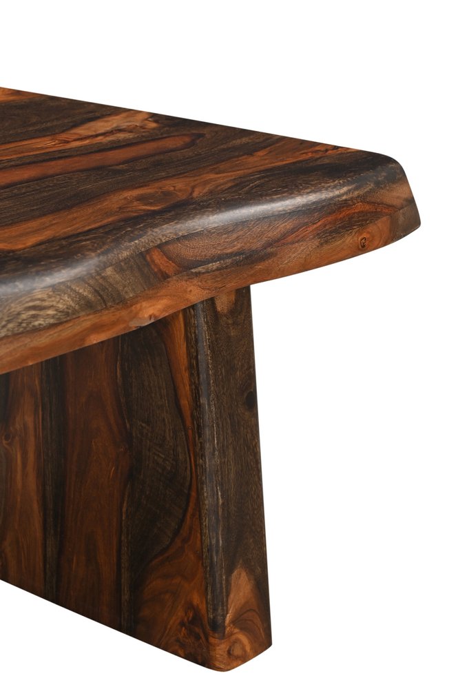 Set of Two Dark Brown Solid Wood Sled Furniture Set