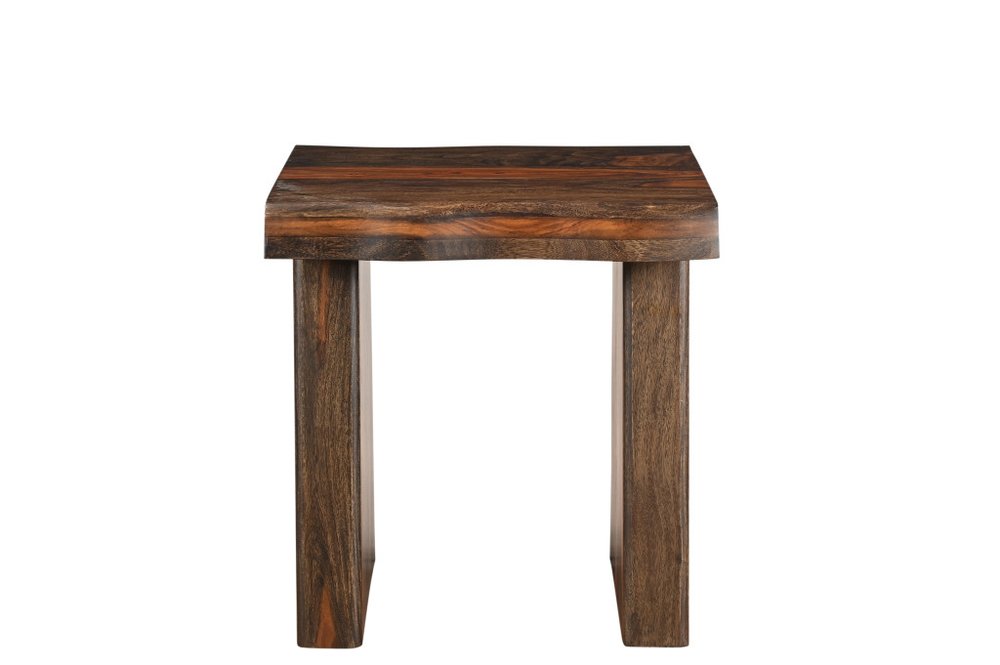 Set of Two Dark Brown Solid Wood Sled Furniture Set