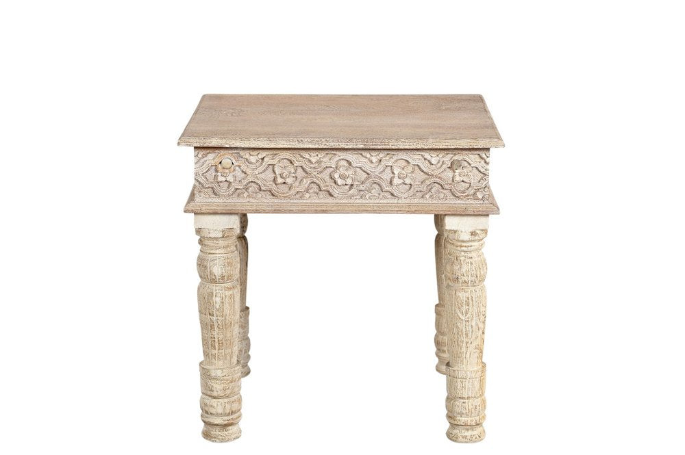 Set Of Two Natural Solid Wood Distressed Coffee Table