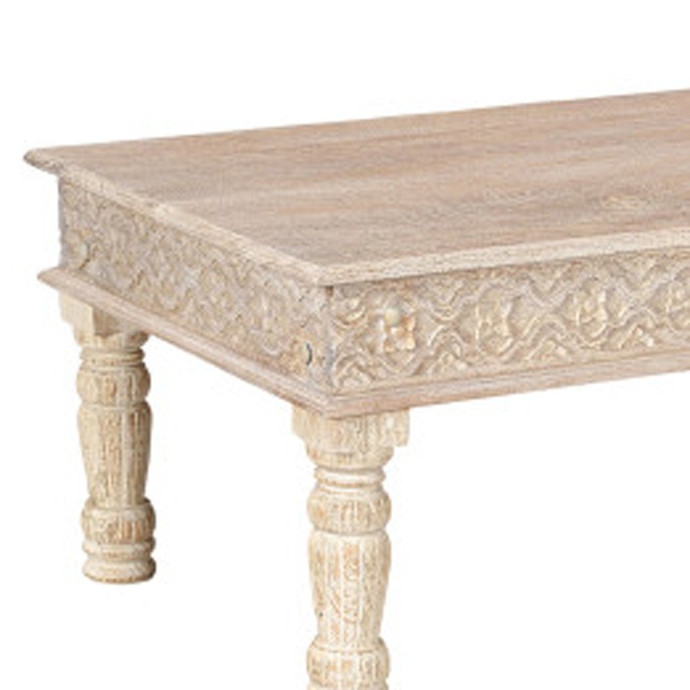 Set Of Two Natural Solid Wood Distressed Coffee Table