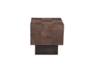 Set Of Two Natural and Brown Solid Wood Block Coffee Table