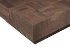 Set Of Two Natural and Brown Solid Wood Block Coffee Table