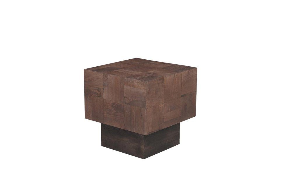 Set Of Two Natural and Brown Solid Wood Block Coffee Table