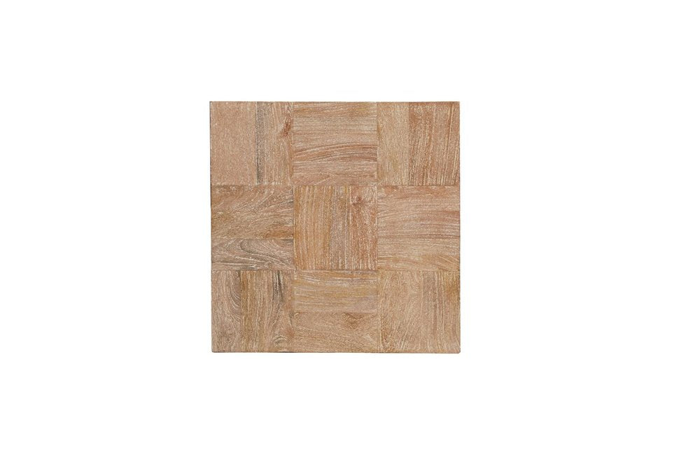 Set Of Two Natural and Brown Solid Wood Block Coffee Table