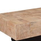 Set Of Two Natural and Brown Solid Wood Block Coffee Table