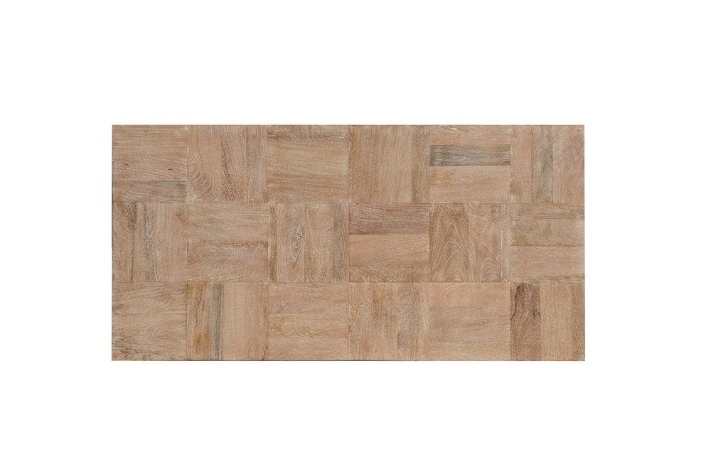 Set Of Two Natural and Brown Solid Wood Block Coffee Table