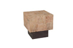 Set Of Two Natural and Brown Solid Wood Block Coffee Table