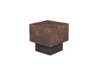 Set Of Two Natural and Brown Solid Wood Square Block Coffee Table