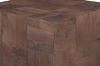Set Of Two Natural and Brown Solid Wood Square Block Coffee Table
