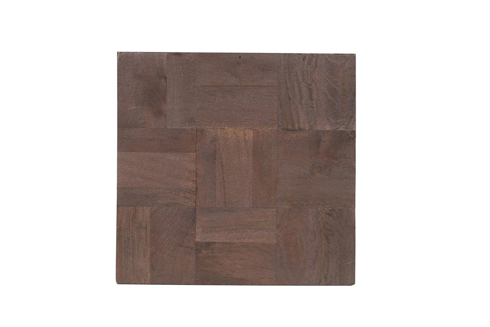 Set Of Two Natural and Brown Solid Wood Square Block Coffee Table