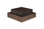 Set Of Two Natural and Brown Solid Wood Square Block Coffee Table