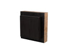 Set Of Two Natural and Dark Brown Solid Wood Square Block Coffee Table