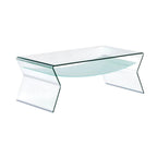 47" Clear Glass Solid Coffee Table with Shelf