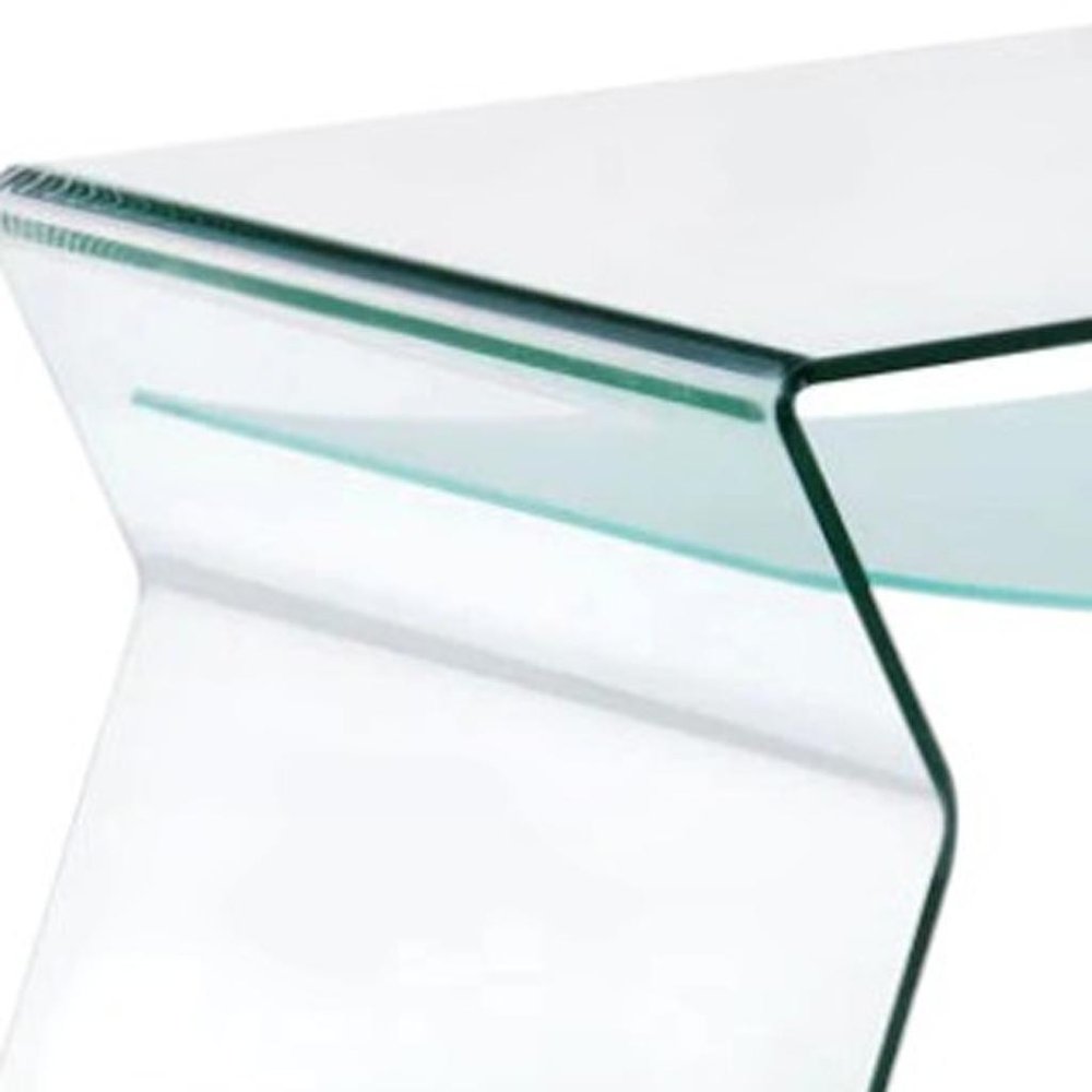 47" Clear Glass Solid Coffee Table with Shelf