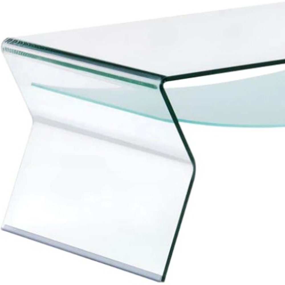 47" Clear Glass Solid Coffee Table with Shelf