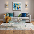 47" Clear Glass Solid Coffee Table with Shelf