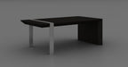 48" Black And Silver Wood And Stainless Steel Distressed Sled Coffee Table