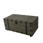 22" Brown Reclaimed Wood Distressed Trunk Coffee Table