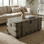 22" Brown Reclaimed Wood Distressed Trunk Coffee Table