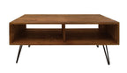 23" Brown And Black Wood And Metal Coffee Table With Shelf