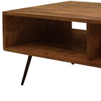 23" Brown And Black Wood And Metal Coffee Table With Shelf
